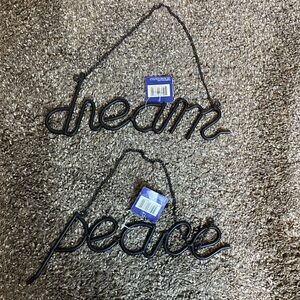 Garden Gate Designs Word Wall Hangings “dream” & “peace” NWT